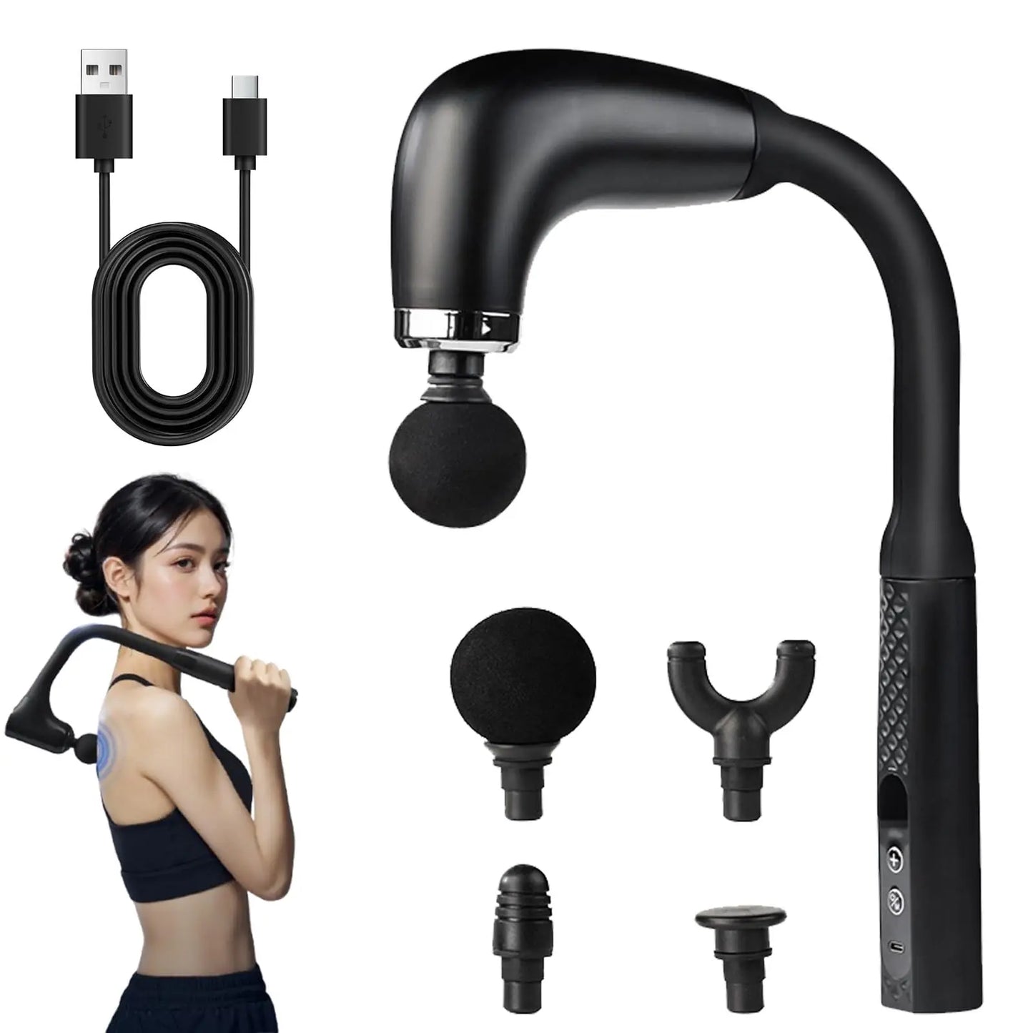 Fascial Massage Gun Electric Percussive Therapy Massager Body Relaxation With 4 Replaceable Head Can Muscle Recovery Gift Giving