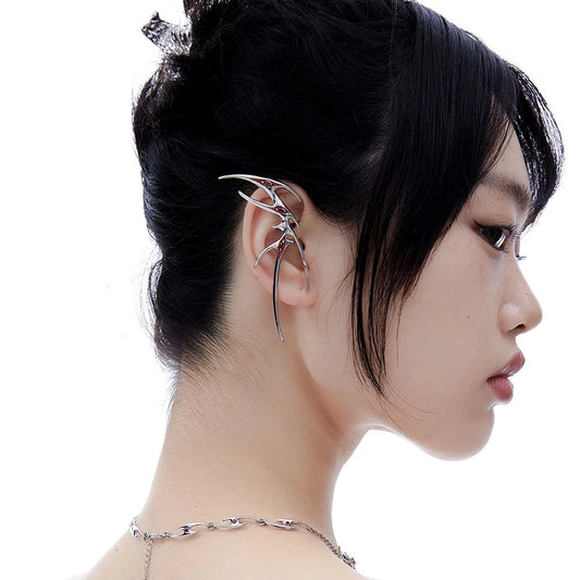 Gothic Metal Butterfly Ear Clip Hip Hop Punk Girl Cosplay Without Piercing Elf Earring Jewelry Dancing Party Accessories Gifts