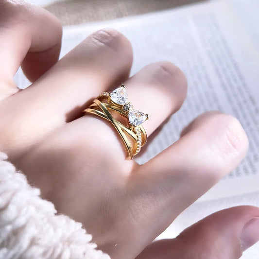 925 Sterling Silver Valentine's Day Confession Red Halo Hearts Rings Women Jewelry Anniversary Fashion Fine Love Gift For Women