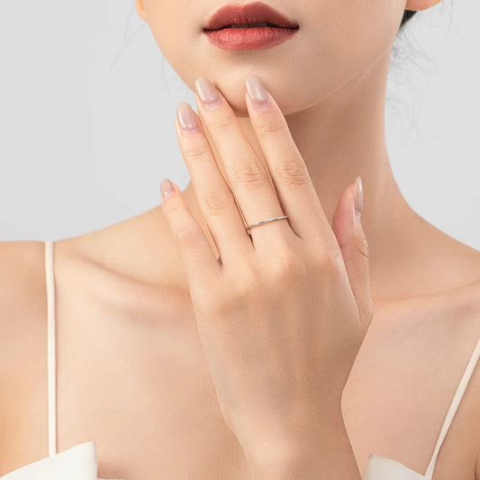 Ailmay Solid 925 Sterling Silver Minimalism Simple Smooth Stackable Finger Ring For Women Girls Party Accessories Jewelry Gifts