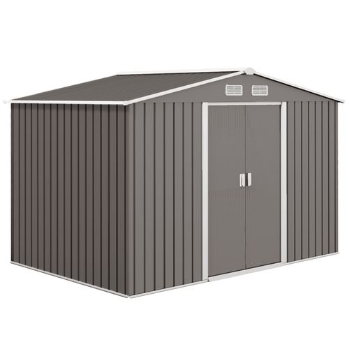 9 x 6FT Foundation Ventilation Steel Outdoor Garden Shed Grey