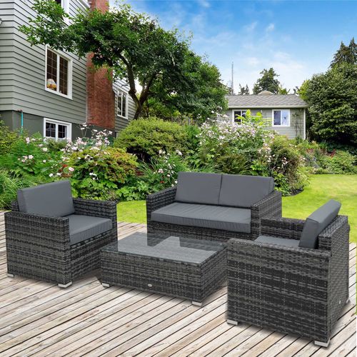 4-Seater Rattan Sofa Set Table